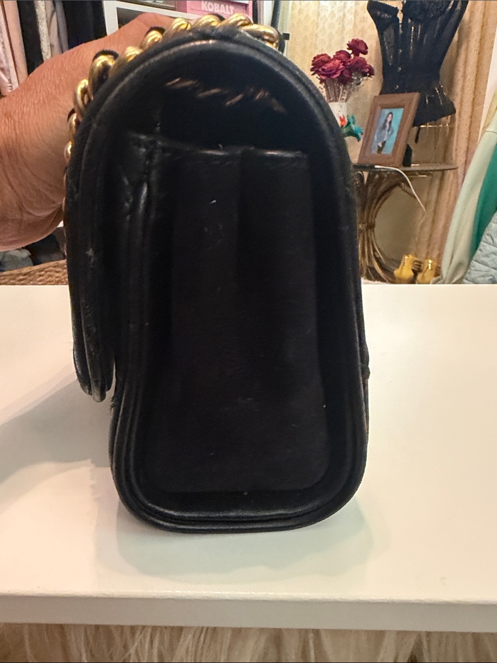 Tory Burch Fleming Black Quilted Leather Shoulder Bag with Gold Chain Strap - Picture 4 of 7